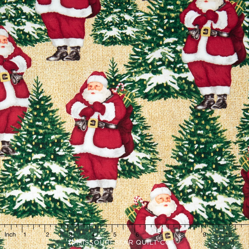 Homespun Holiday - Homespun Santa Natural Metallic Yardage - Bristol ...