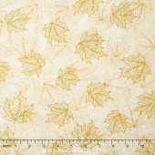Shades of the Season 9 - Leaves Ivory Metallic Yardage
