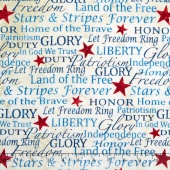 Stonehenge Land of the Free - Cream Patriotic Words Yardage