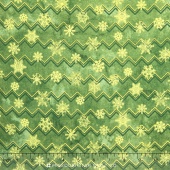 Stonehenge - Reindeer Prance Metallic Green Snow Flake Stripes Yardage