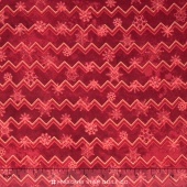 Stonehenge - Reindeer Prance Metallic Red Snow Flakes Stripes Yardage