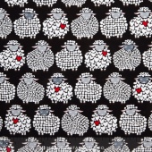 Wool Ewe Be Mine - Sheepish Grin Black on White Yardage