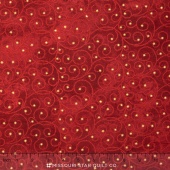 Stonehenge - Starry Night 2 Metallic Red Star Swirls Yardage