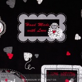 Wool Ewe Be Mine - Labels Black on Red Yardage