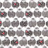 Wool Ewe Be Mine - Sheepish Grin White on Black Yardage