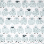 Wool Ewe Be Mine - Sheepish Grin White on Grey Yardage